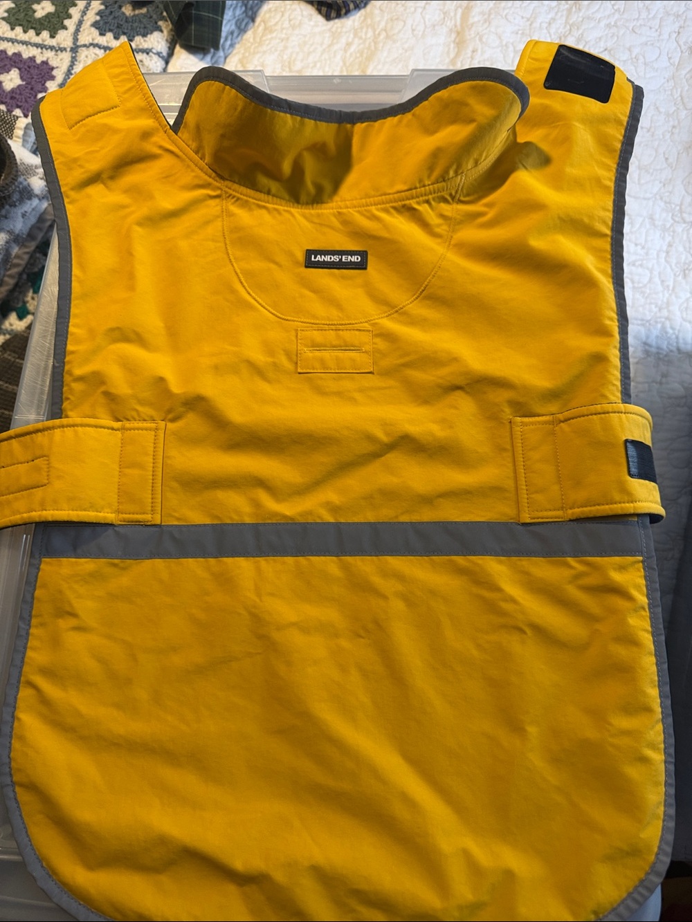Lands' End Yellow Reflective Dog Raincoat